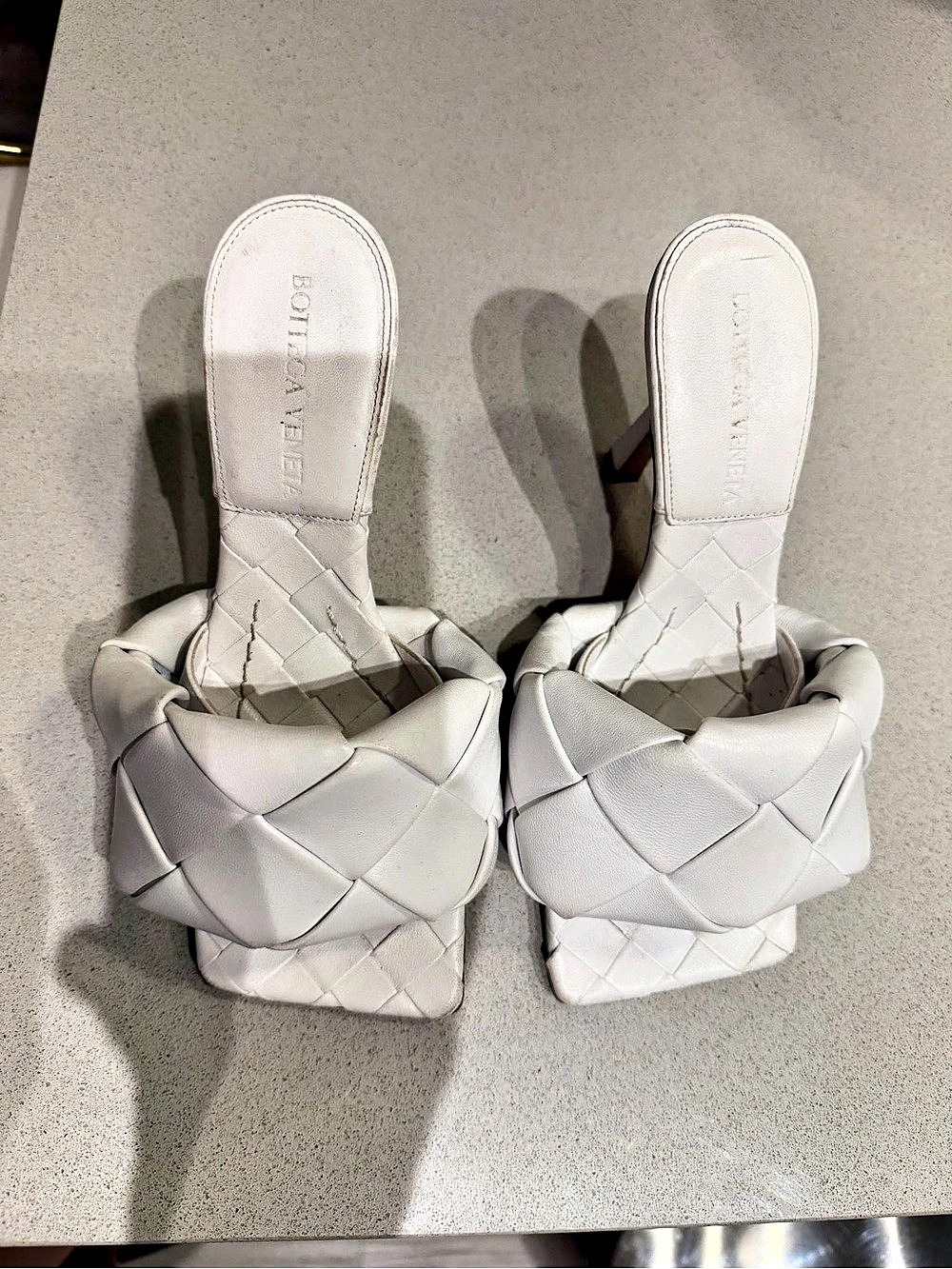 BOTTEGA VENETA The Lido Mule Woven Slingback Mules White